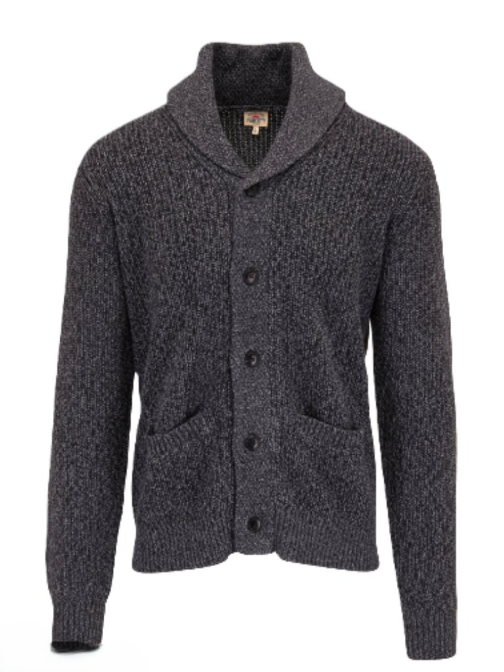 Faherty EUC Mens Size S Cotton Cashmere Shawl Collar Cardigan Black Gray Marled